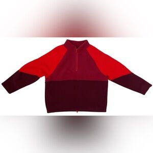 American Eagle Oversized XS Tri-Color Fleece Quarter Zip